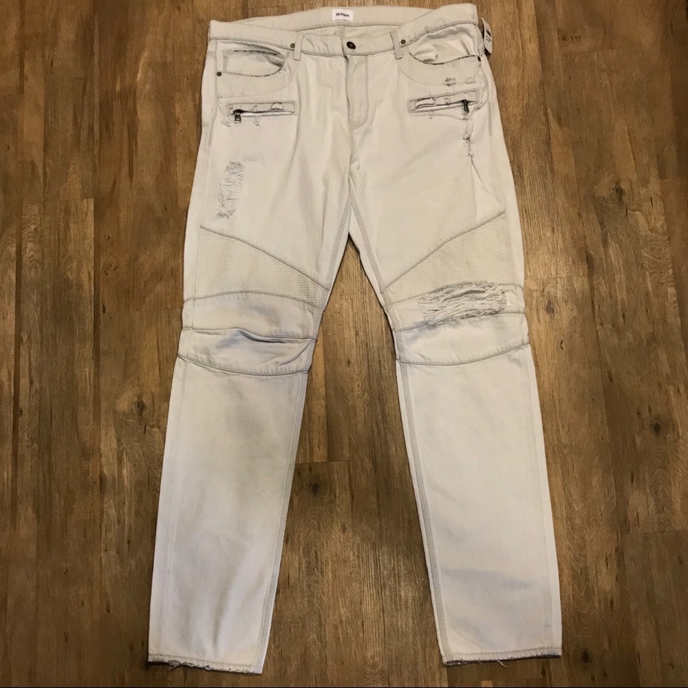 Hudson Blinder Biker Distressed Skinny Jeans White